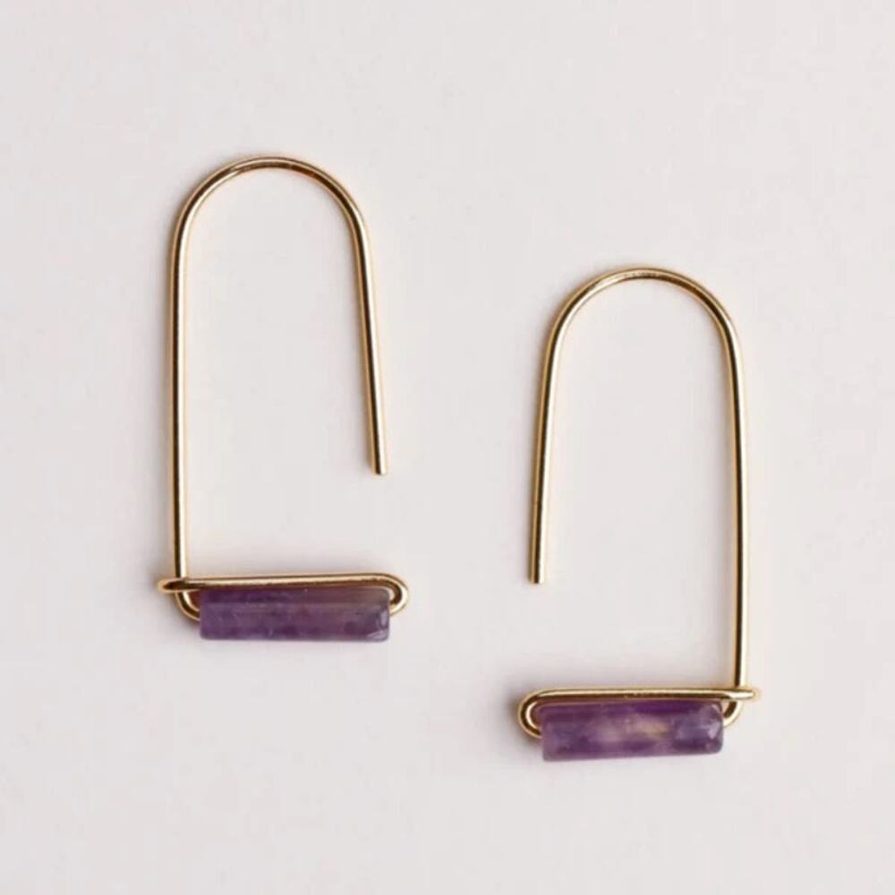 NEW ANTHROPOLOGIE 18kt Gold Filled Vermeil Purple Amethyst Bead Earrings